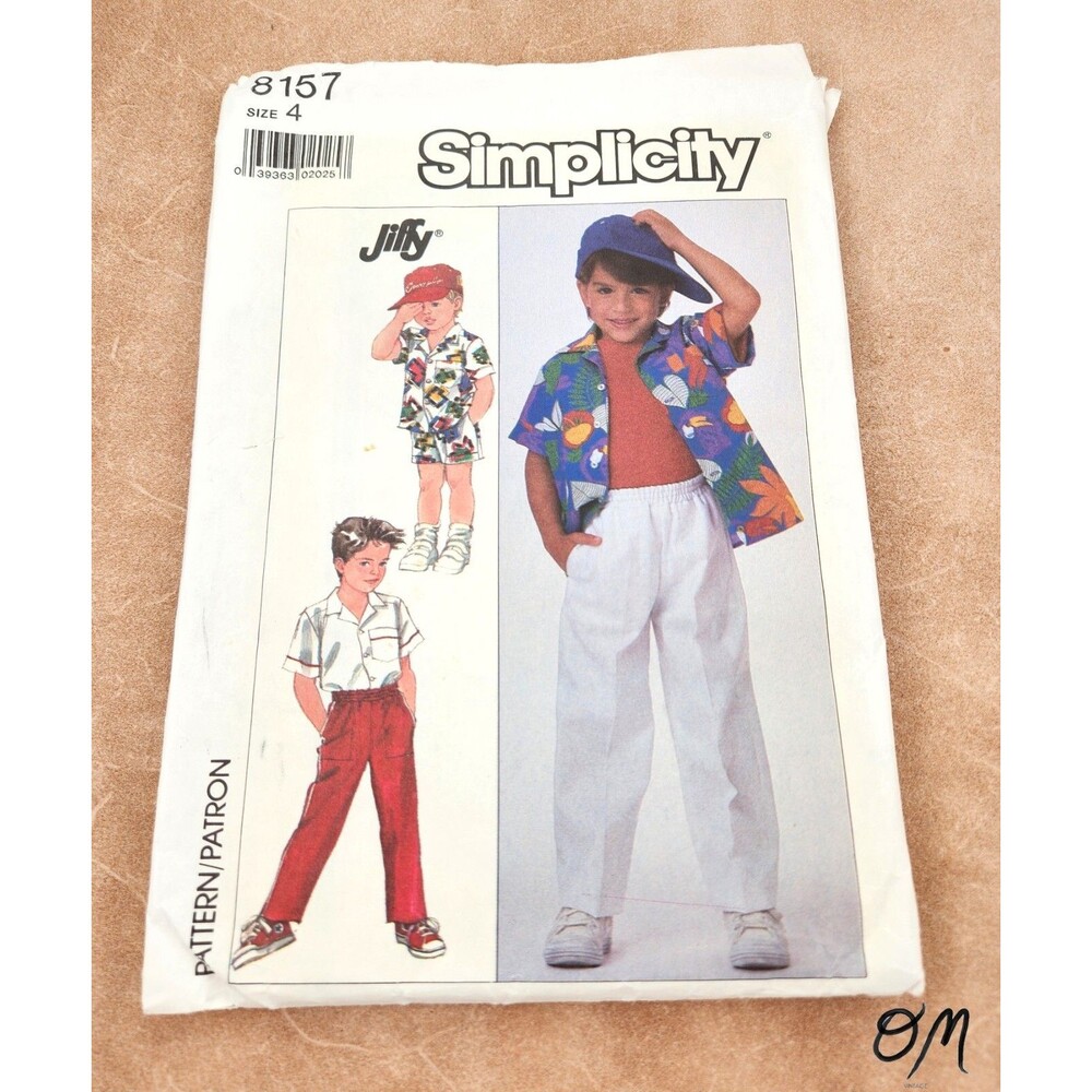 Vintage 1987 Simplicity Boys Shirt Pants Shorts Size 4 Pattern 8157 - Cut